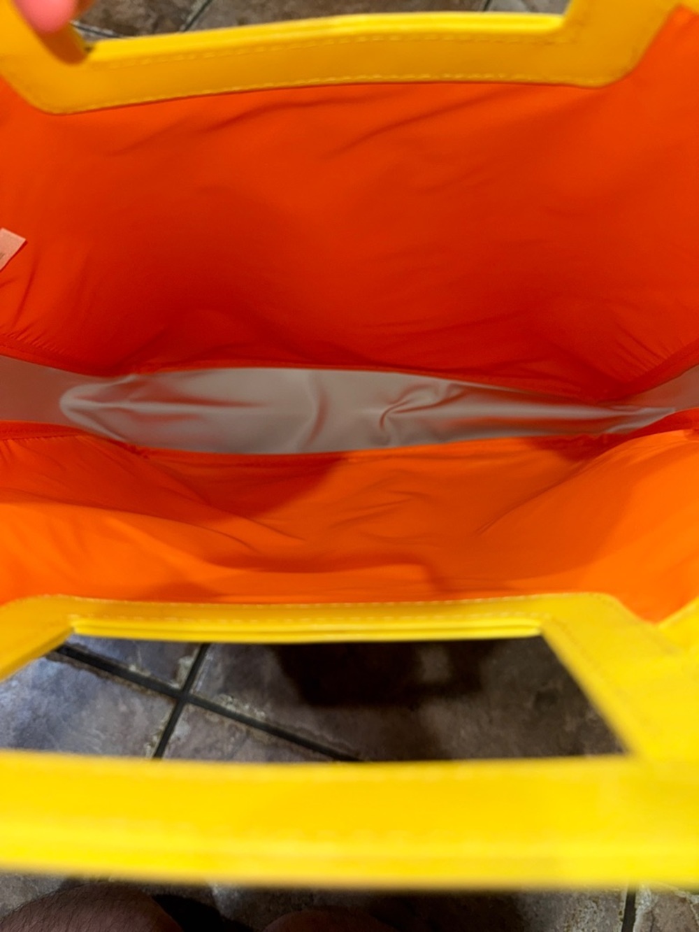 Clinique Bright Orange Tote with Yellow Trim Bag LIKE NEW - Picture 4 of 5